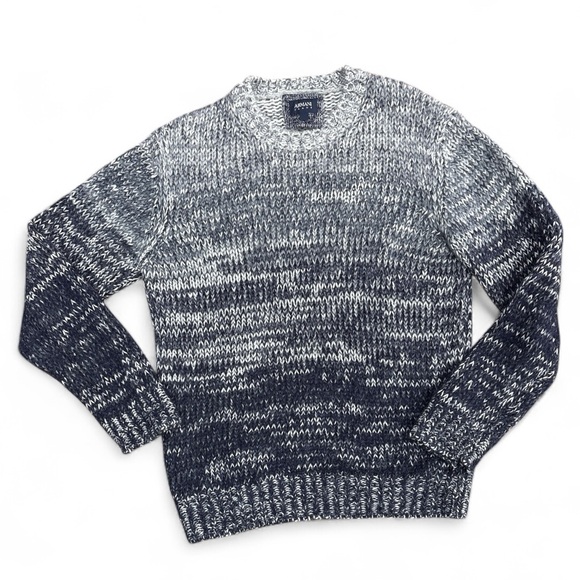 Armani Jeans Sweater Mens Blue Marled Soft Chunky Knit Size L Wool Blend Lux Y2K - Picture 3 of 13